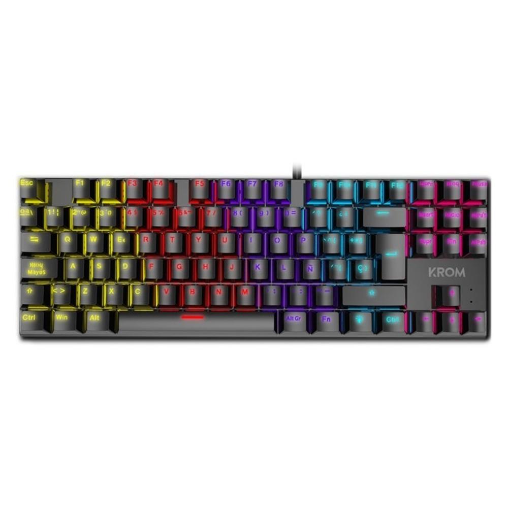 Teclado gaming krom kasic tkl rainbow rgb red switch usb