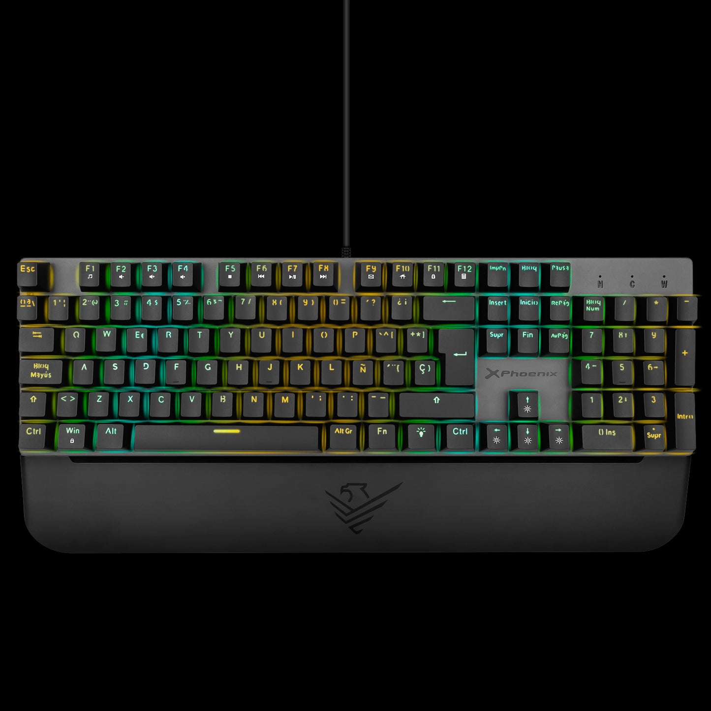 Teclado mecanico gaming phoenix mk1 elite full rgb configurable switches brown usb con reposamuñecas