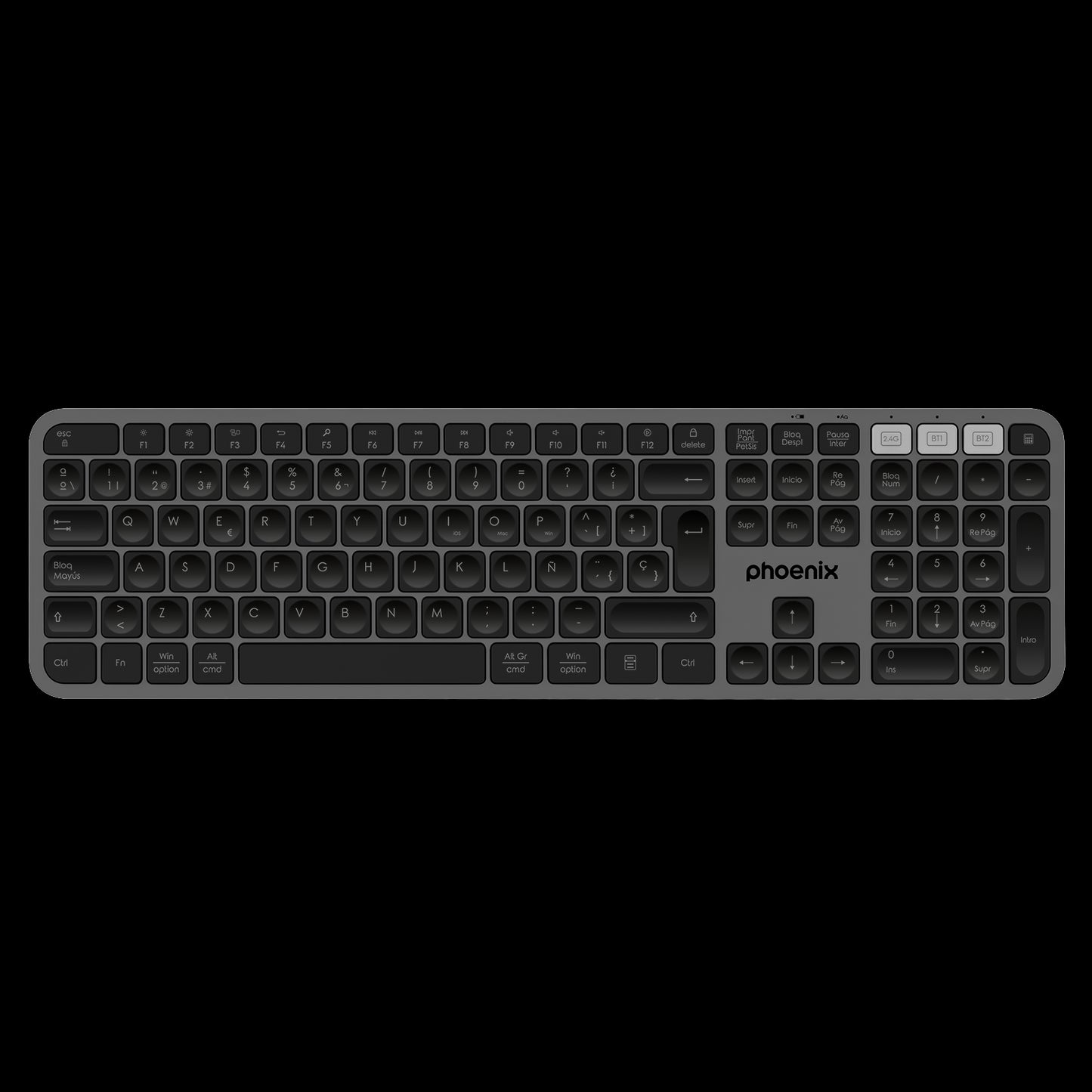 Teclado inalámbrico multidispositivo phoenix k300 blueooth dual y 2.4ghz