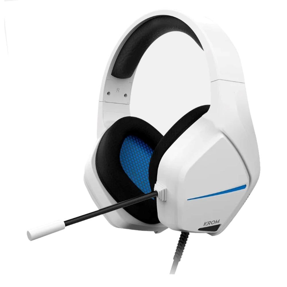 Auriculares gaming krom kopa move jack 3.5mm blanco - azul