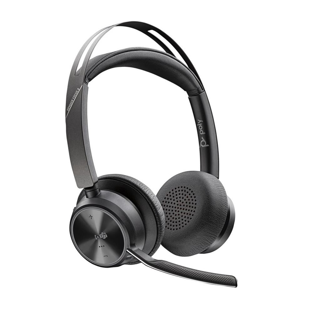 Auriculares poly voyager focus 2 usb - c - c con certificación microsoft teams + adaptador usb - c - a + base de carga