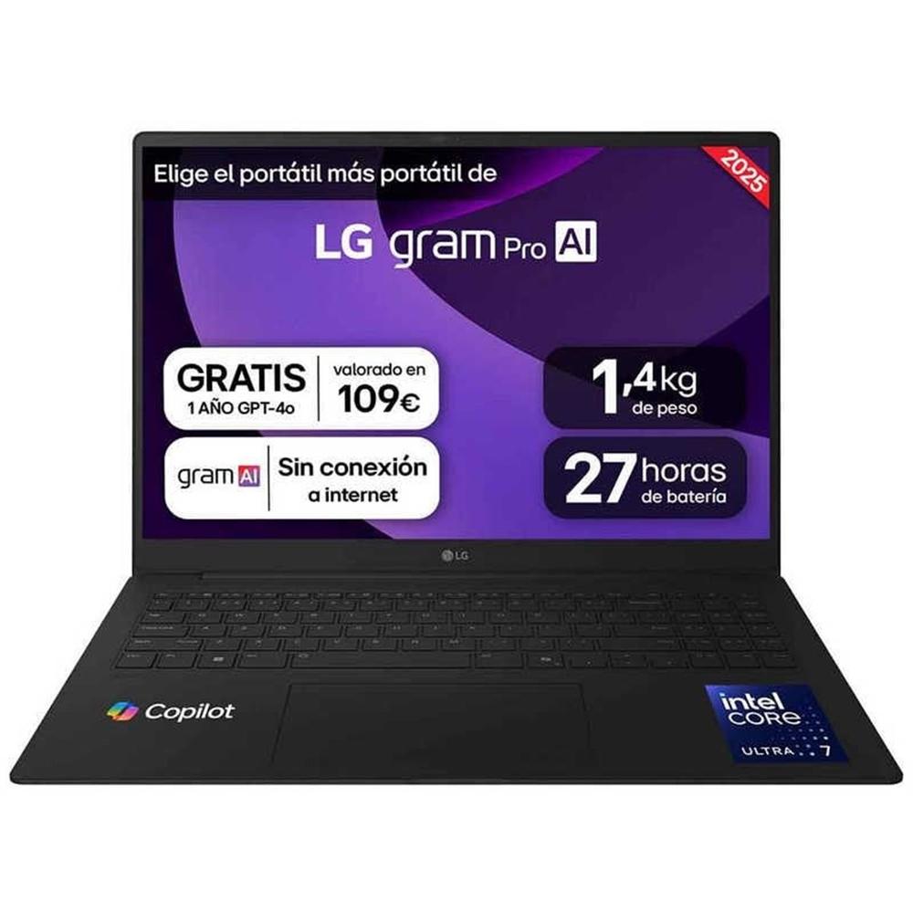 Portatil lg 16z90tr - e.ad88b u7 - 255h - 32gb - ssd 1tb - rtx 5050 8gb - 16 pulgadas - w11h