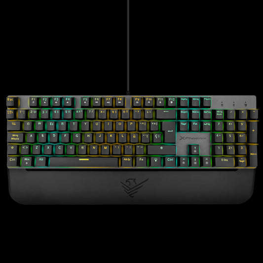 Teclado mecanico gaming phoenix mk1 elite full rgb configurable switches brown usb con reposamuñecas