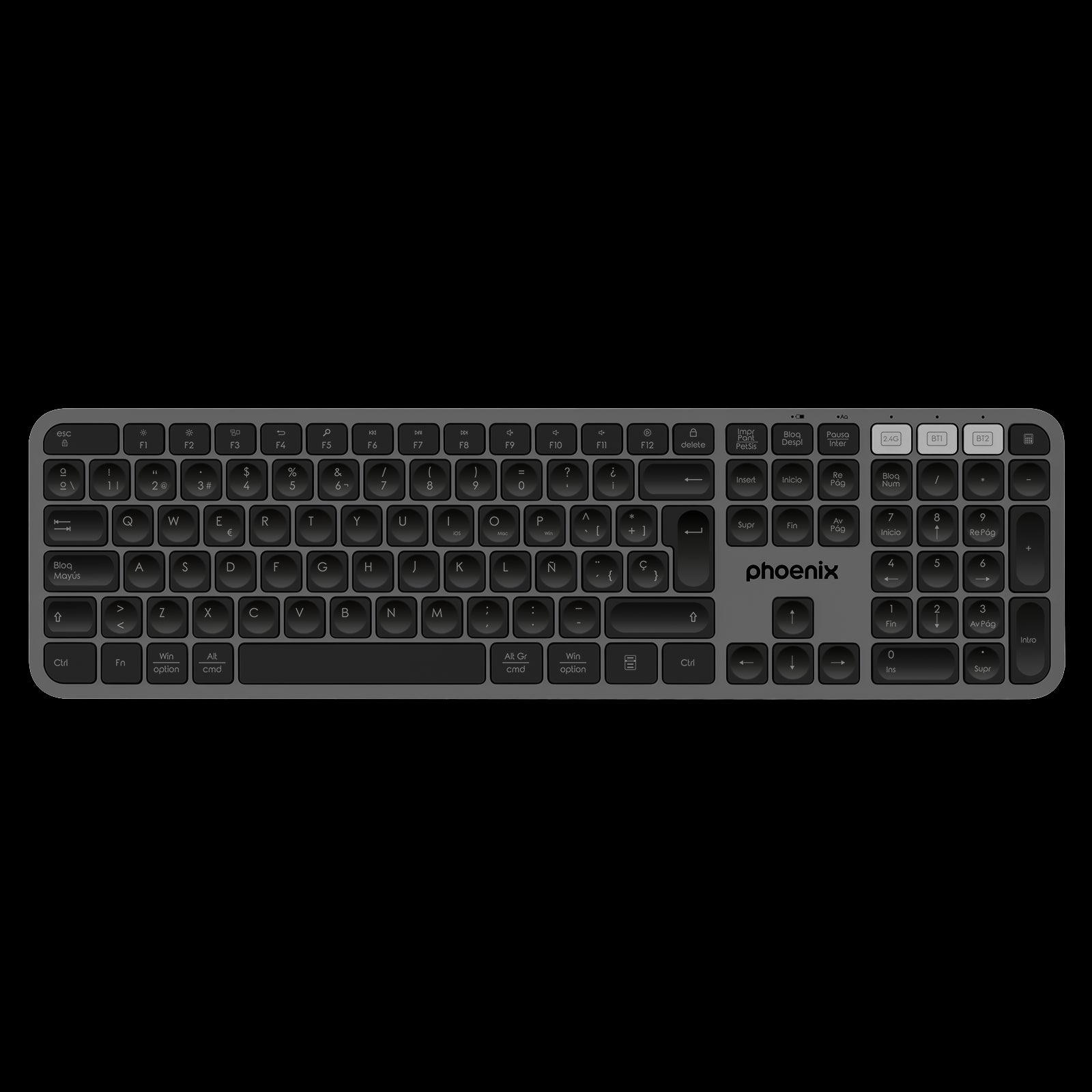 Teclado inalámbrico multidispositivo phoenix k300 blueooth dual y 2.4ghz