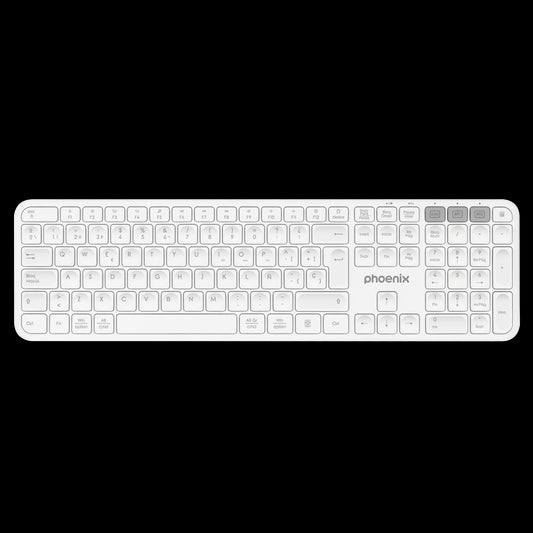 Teclado inalámbrico multidispositivo phoenix k300 blueooth dual y 2.4ghz blanco