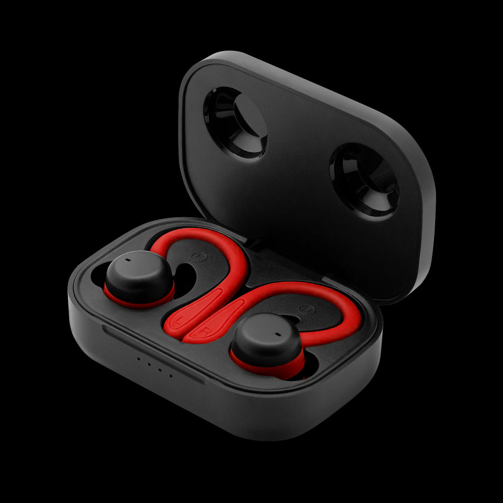 Auriculares deportivos phoenix spartan bluetooth 5.3 manos libres accesorios intercambiables detalles en rojo