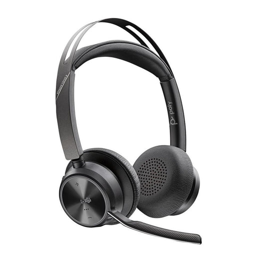 Auriculares poly voyager focus 2 usb - c - c con certificación microsoft teams + adaptador usb - c - a + base de carga