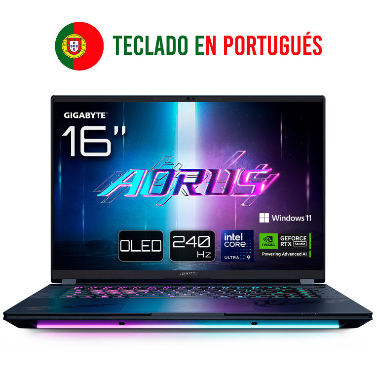 Portatil gigabyte aorus master 16 u9 - 275hx - rtx 5090 - 32gb - 1tb - 16 pulgadasoled - w11p -  portugues