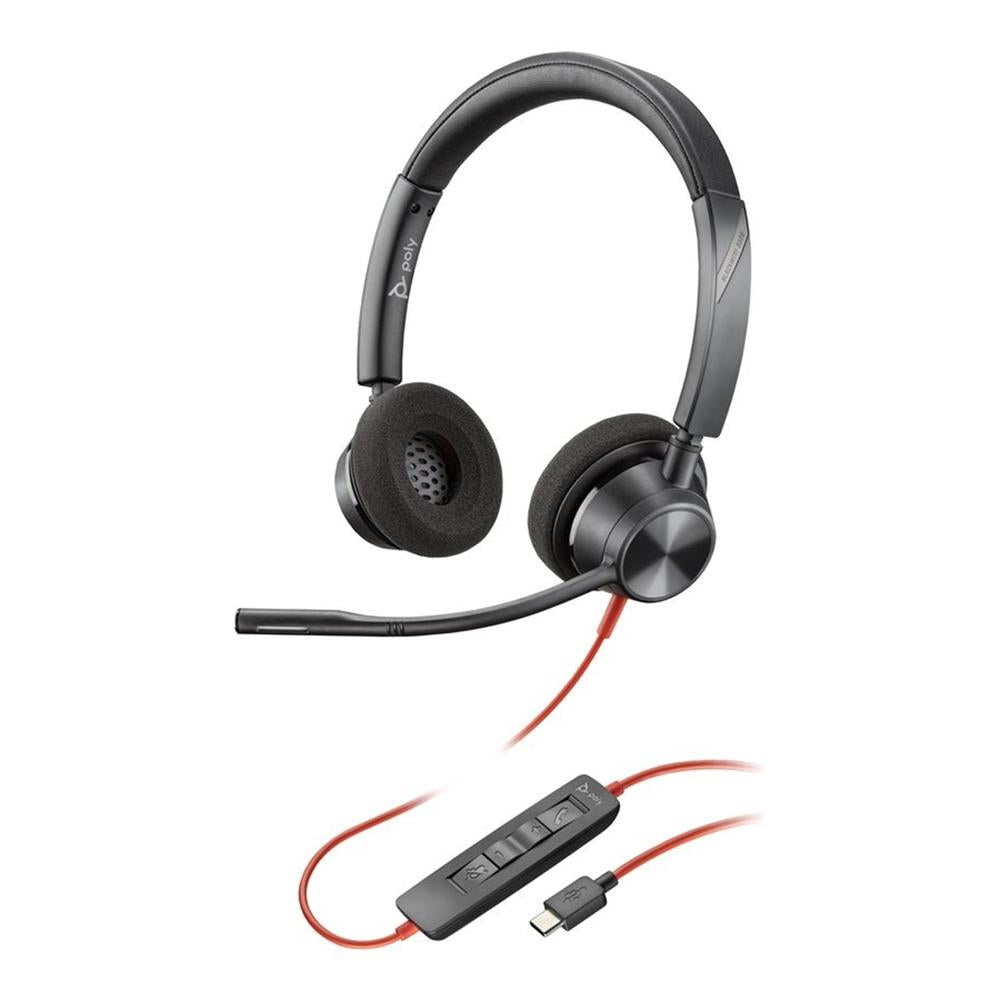 Auriculares poly blackwire 3320 stereo negro