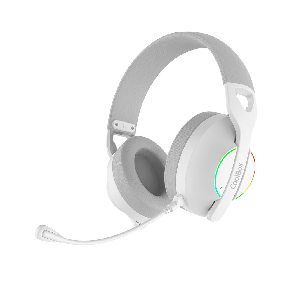 Auriculares con microfono coolbox wb01 inalambricos gaming bluetooth blanco