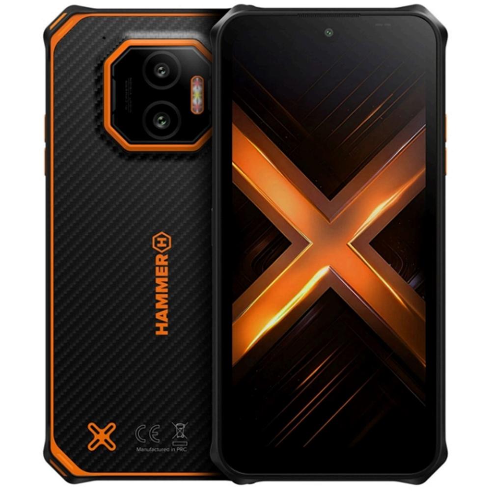 Telefono movil smartphone rugerizado hammer energy x2 5g - 8gb -  256gb -  6 pulgadas -  negro - naranja