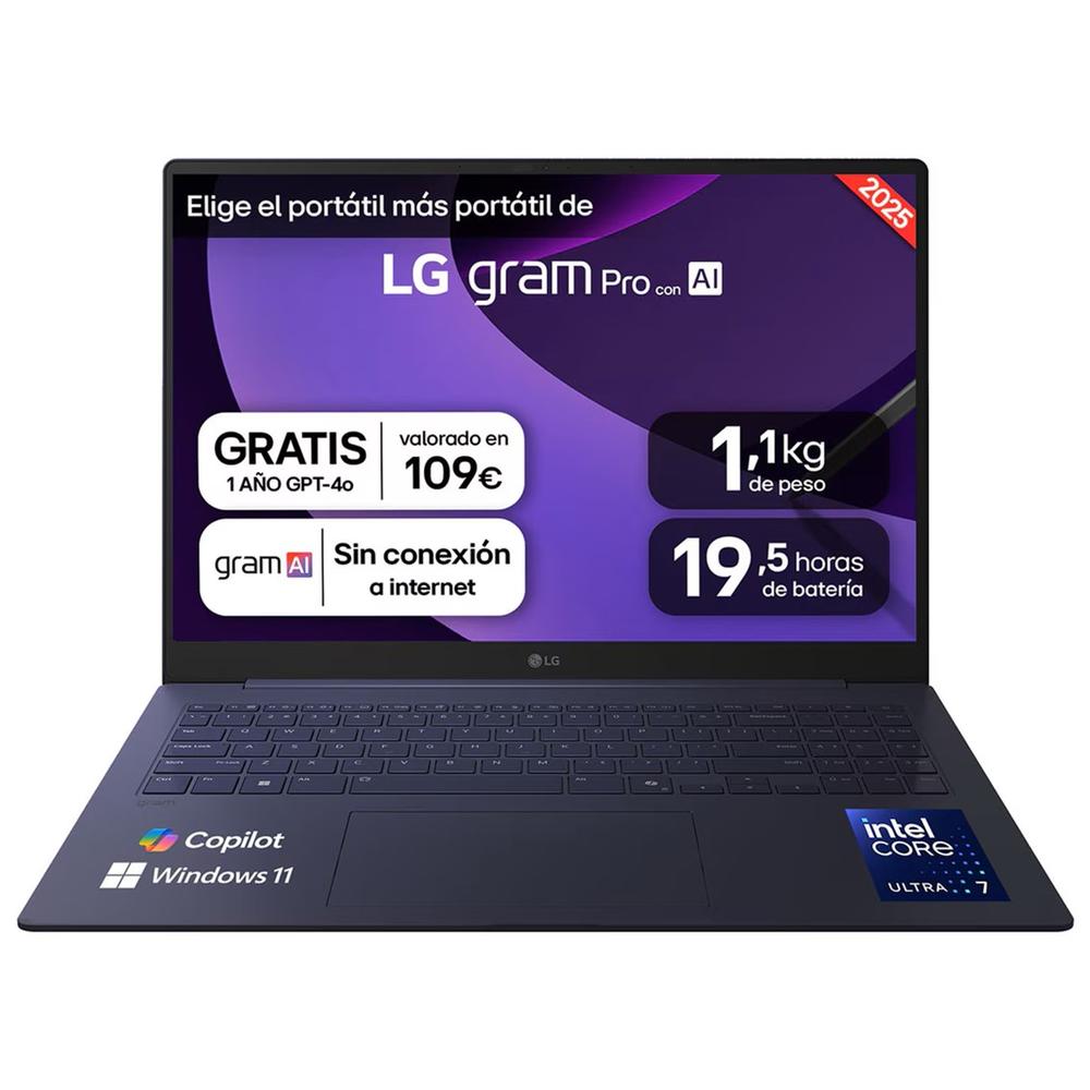 Portatil lg 16z90tp - k.ad88b u7 - 255h -  32gb -  ssd 1tb -  16 pulgadas -  w11h